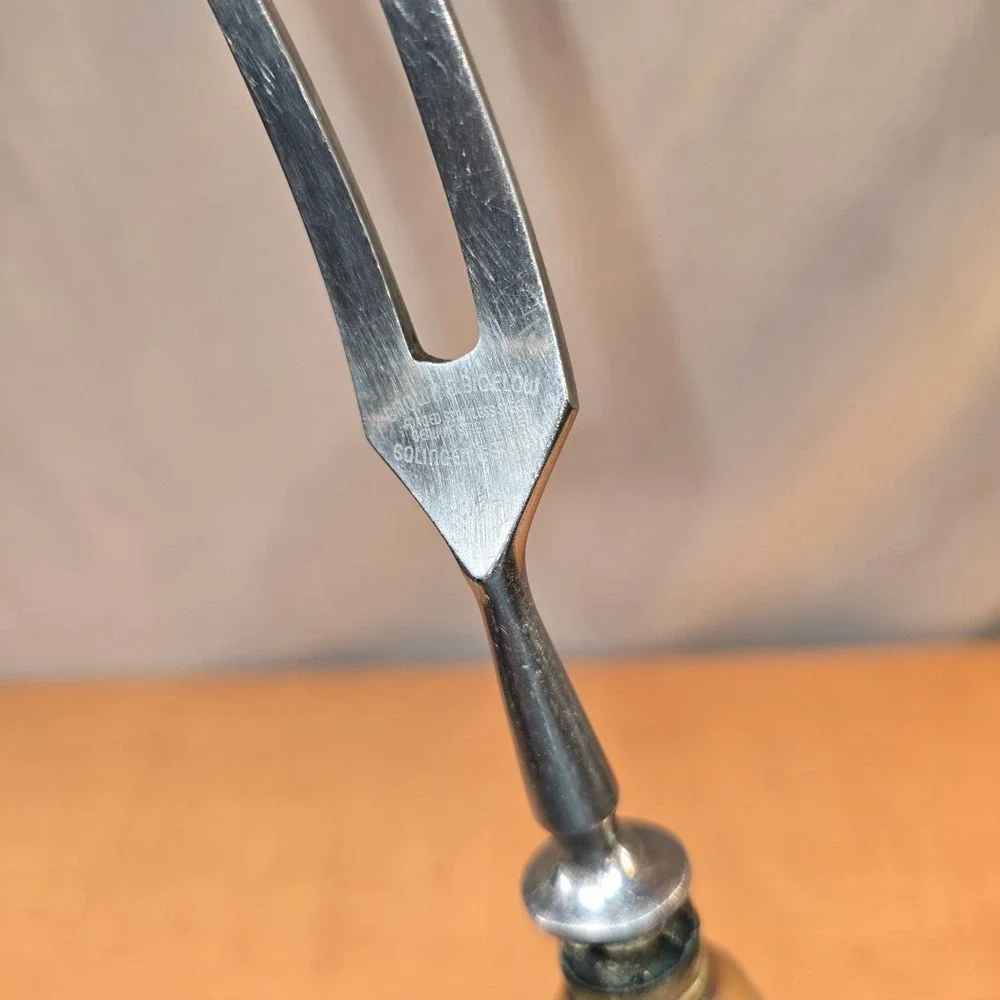 Vintage Stag Antler Handle Meat Carving Serving Fork 11